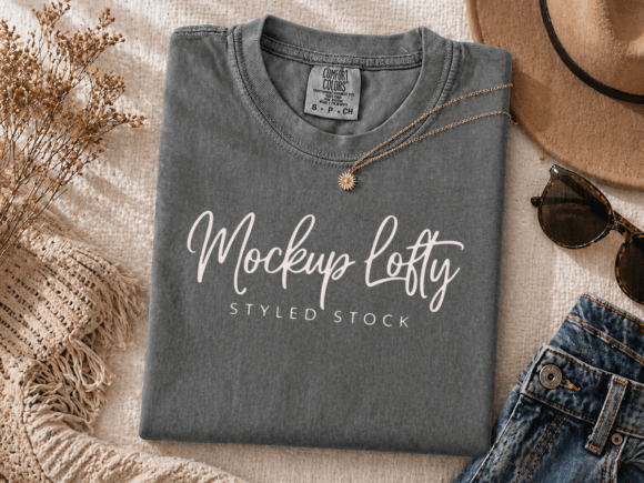 Download Pepper C1717 Flat Lay T-shirt Mockup - Flat lay Collection