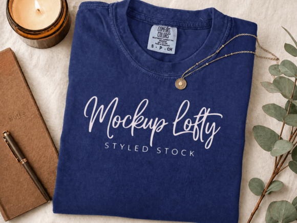 Download True Navy C1717 Flat Lay T-shirt Mockup - Flat lay Collection