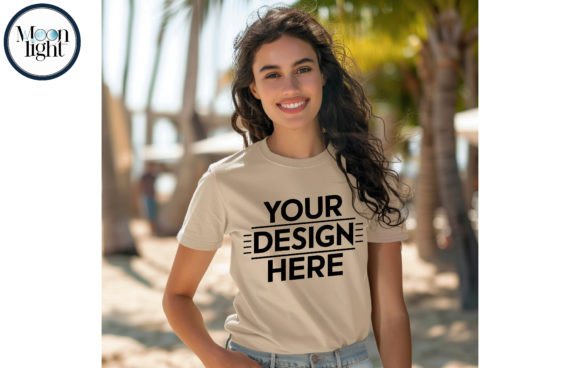 Download Gildan 64000 T-shirt,woman,sand Mockup 12 - Sand mockup Collection