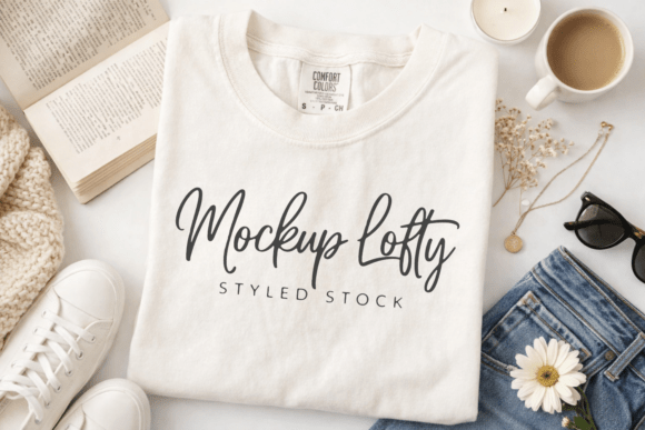 Download C1717 Ivory Flat Lay T-shirt Mockup - Flat lay Collection